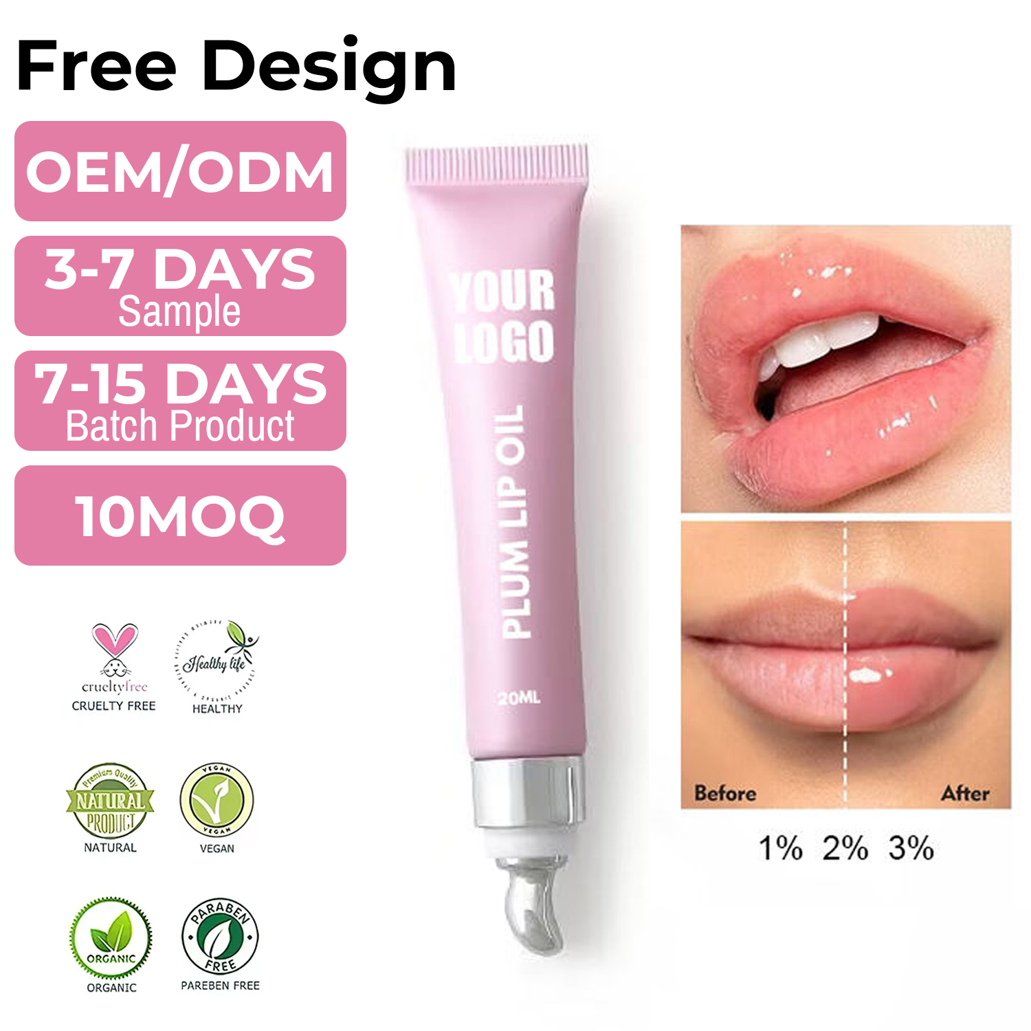 New Arrival Wholesale Vegan Collagen Lip Plumper Lip Gloss Vitamin C Moisturizing Anti-Wrinkle Nourishing High Quality Extreme