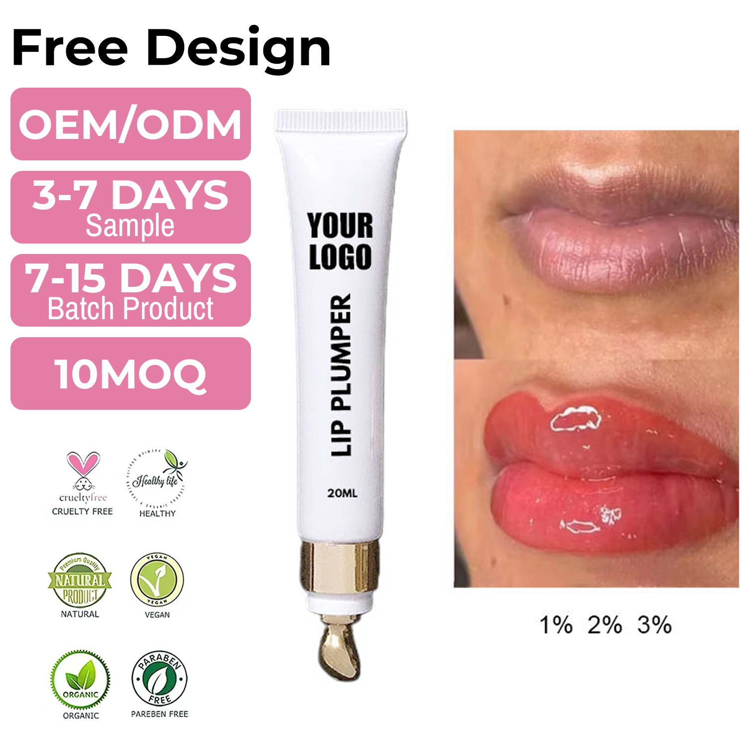 New Arrival Wholesale Vegan Collagen Lip Plumper Lip Gloss Vitamin C Moisturizing Anti-Wrinkle Nourishing High Quality Extreme