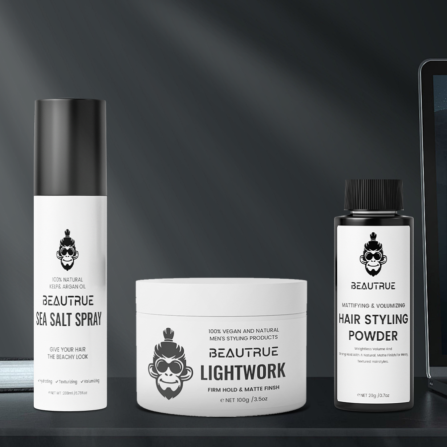 BEAUTRUE Hot Selling Luxury Hair Styling Kit Volumizing Powder Clay Pomade Sea Salt Spray for Hair Texture Volume Styling Set