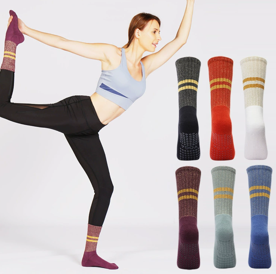 Pilates Moderate Elasticity Yoga Socks Long Snug Fit No Slipping Custom Color Low MOQ Calf Socks