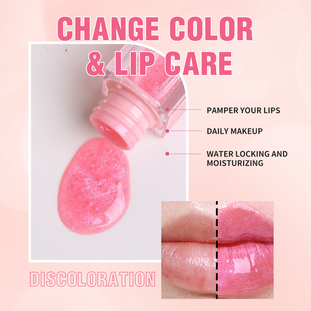 Private Label Customized Lip Gloss Long-Lasting Moisturizing Transparent Pearlescent Lip Oil Made with Organic Shea Butter