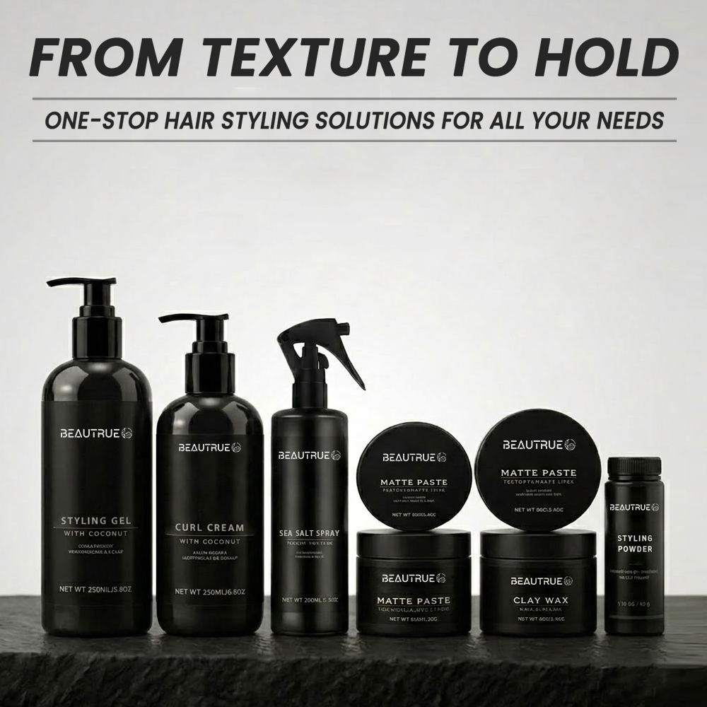 BEAUTRUE Hot Selling Luxury Hair Styling Kit Volumizing Powder Clay Pomade Sea Salt Spray for Hair Texture Volume Styling Set