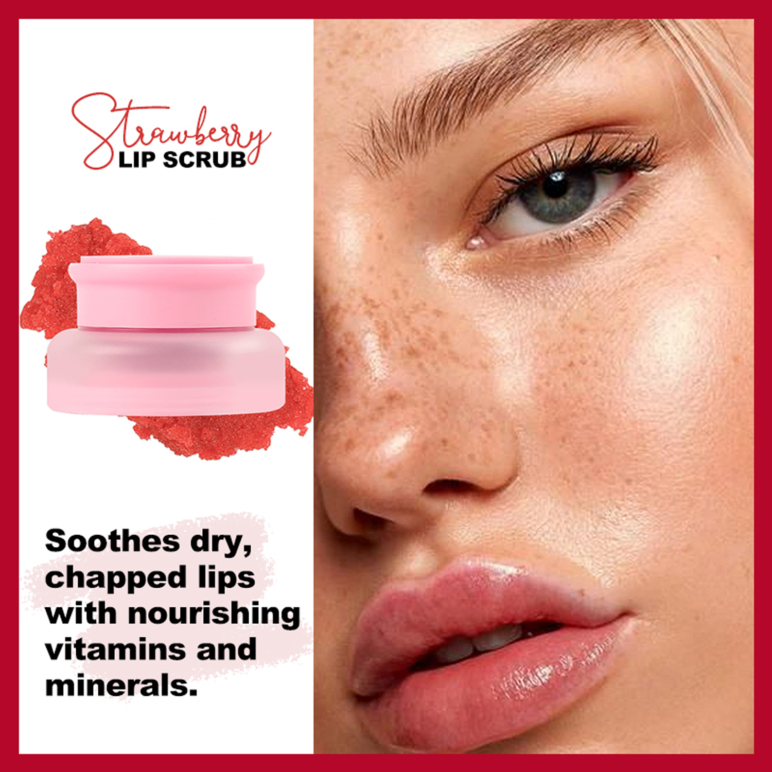 Natural Vegan Moisturizing Strawberry Lip Scrub Pink Package Hot Selling Lip Scrub