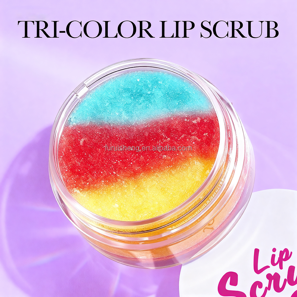 Private Label Lip Scrub Beauty Makeup Korean Tri-Color Moisturizing Lip Scrubs Exfoliating Lip Care Product