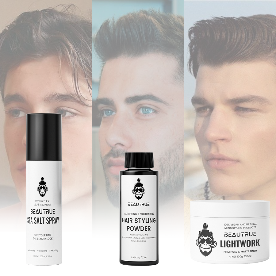 BEAUTRUE Hot Selling Luxury Hair Styling Kit Volumizing Powder Clay Pomade Sea Salt Spray for Hair Texture Volume Styling Set
