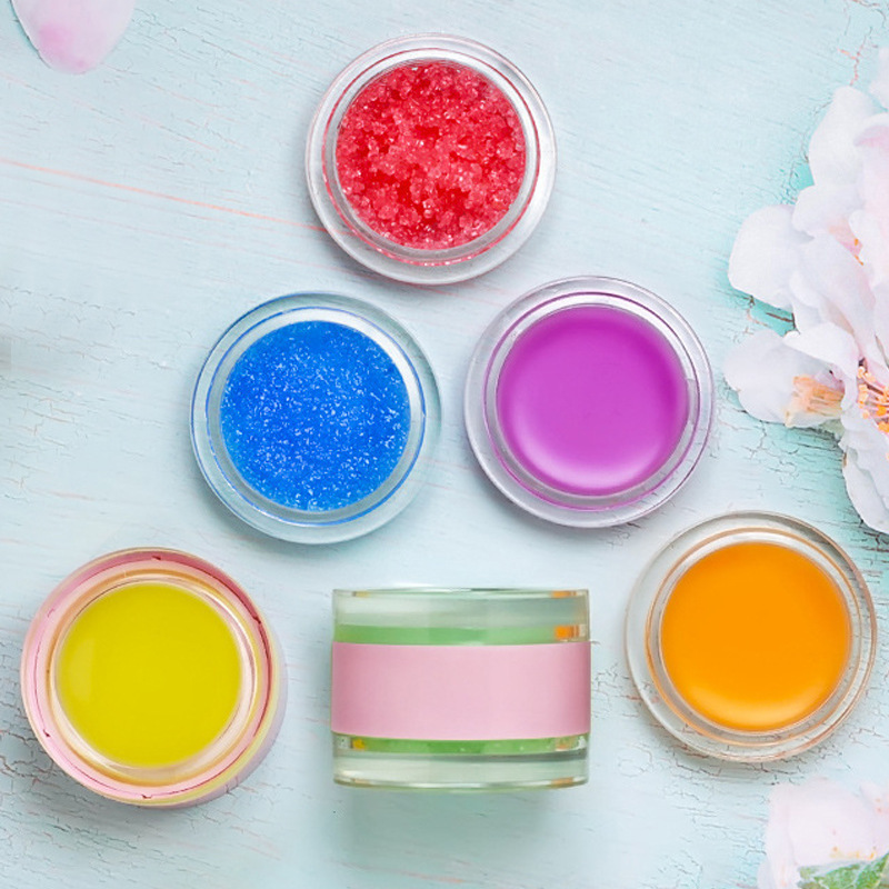 2 in 1 Sleeping Lip Care Moisturizing Organic Lip Balm Scrub and Lip Mask Set Vegan Fruit Pink Sugar Exfoliating Scrub