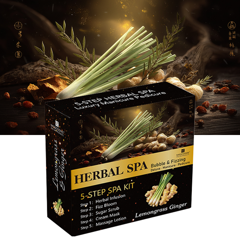 Deluxe Professional Grade Manicure and Pedicure Kit Products Herbal Pedicure Supplies Luxury 5 Step Foot Spa Pedicure Kit