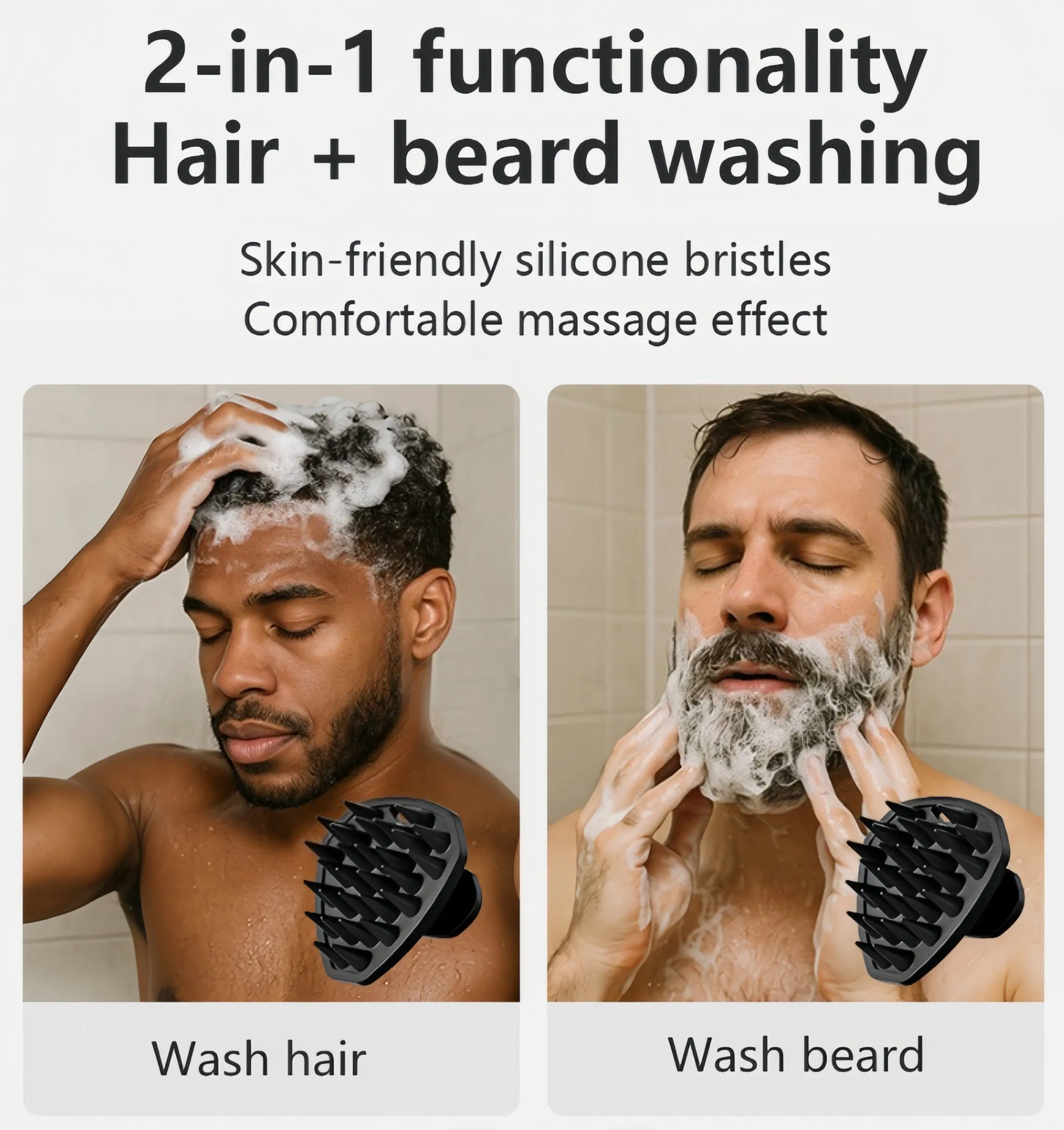 Dual-Function Beard Grooming and Scalp Massage Brush for Men