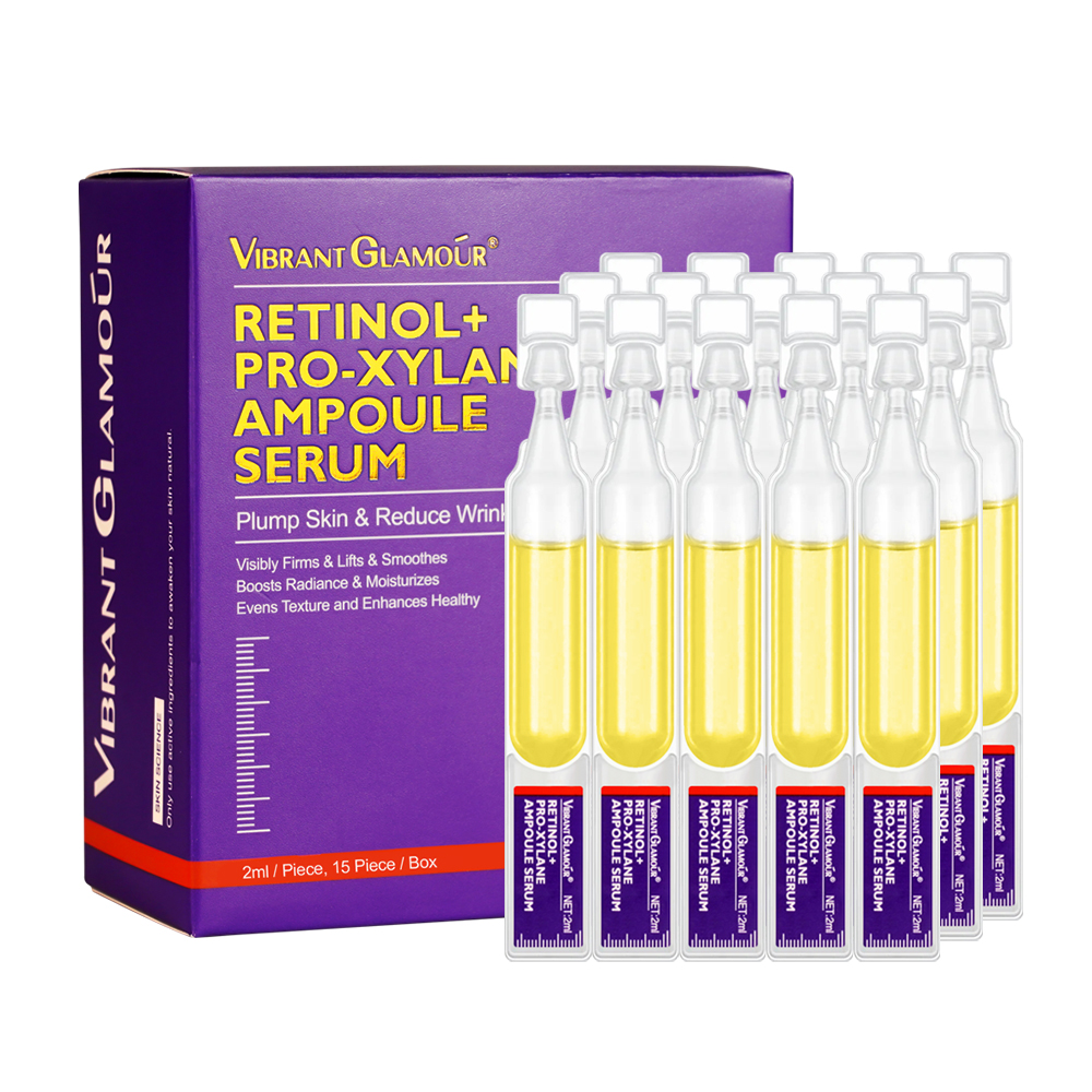 Triple Anti-Aging Anti-Wrinkle Face Serum Retinol + Xylane Ampoule 2ml*15pcs Collagen Organic Whitening Lightening OEM Supply