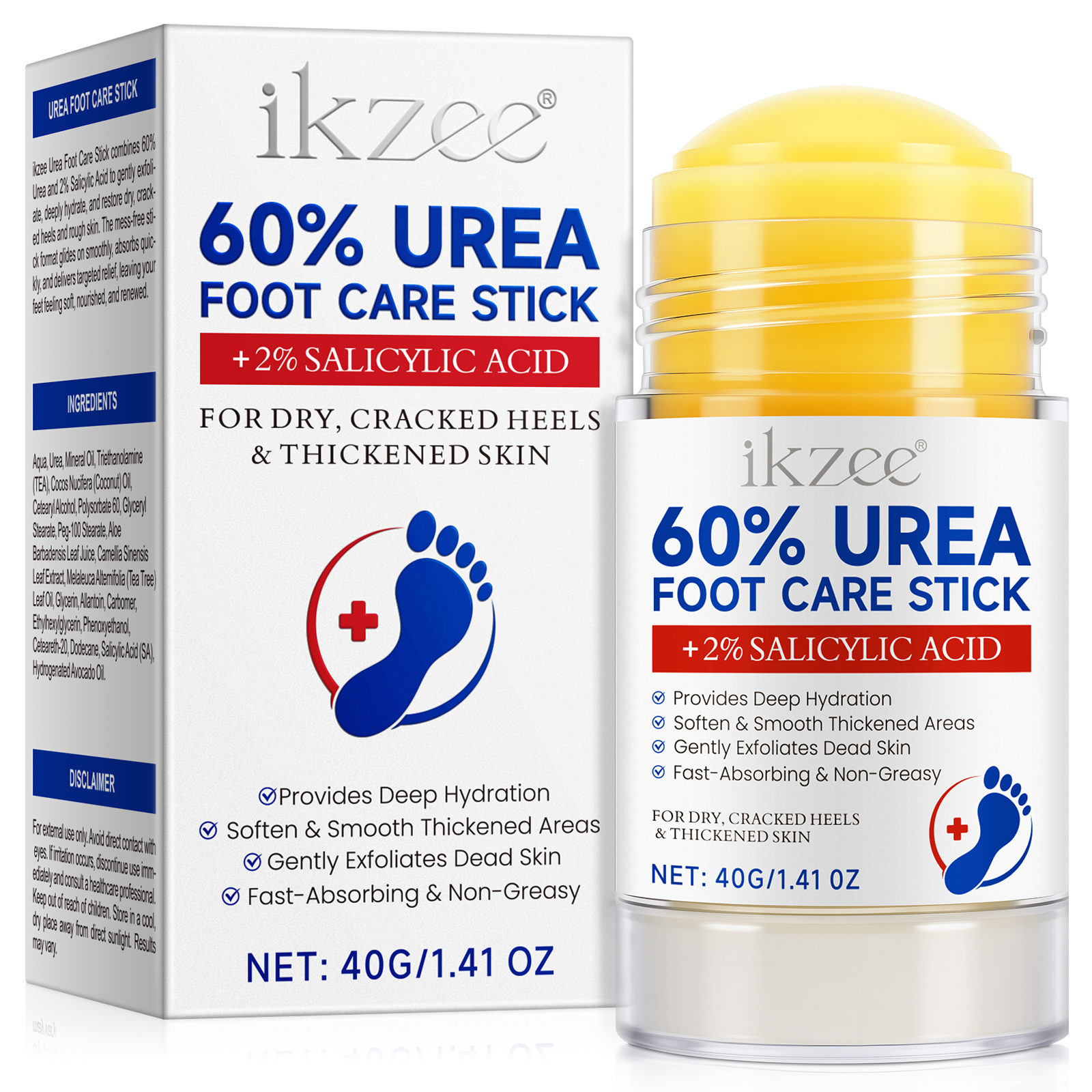 Ikzee 60% Urea Cream Stick for Dry and Cracked Heels, Ankle Callus Remover