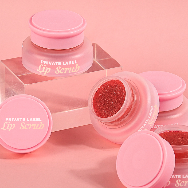 Natural Vegan Moisturizing Strawberry Lip Scrub Pink Package Hot Selling Lip Scrub