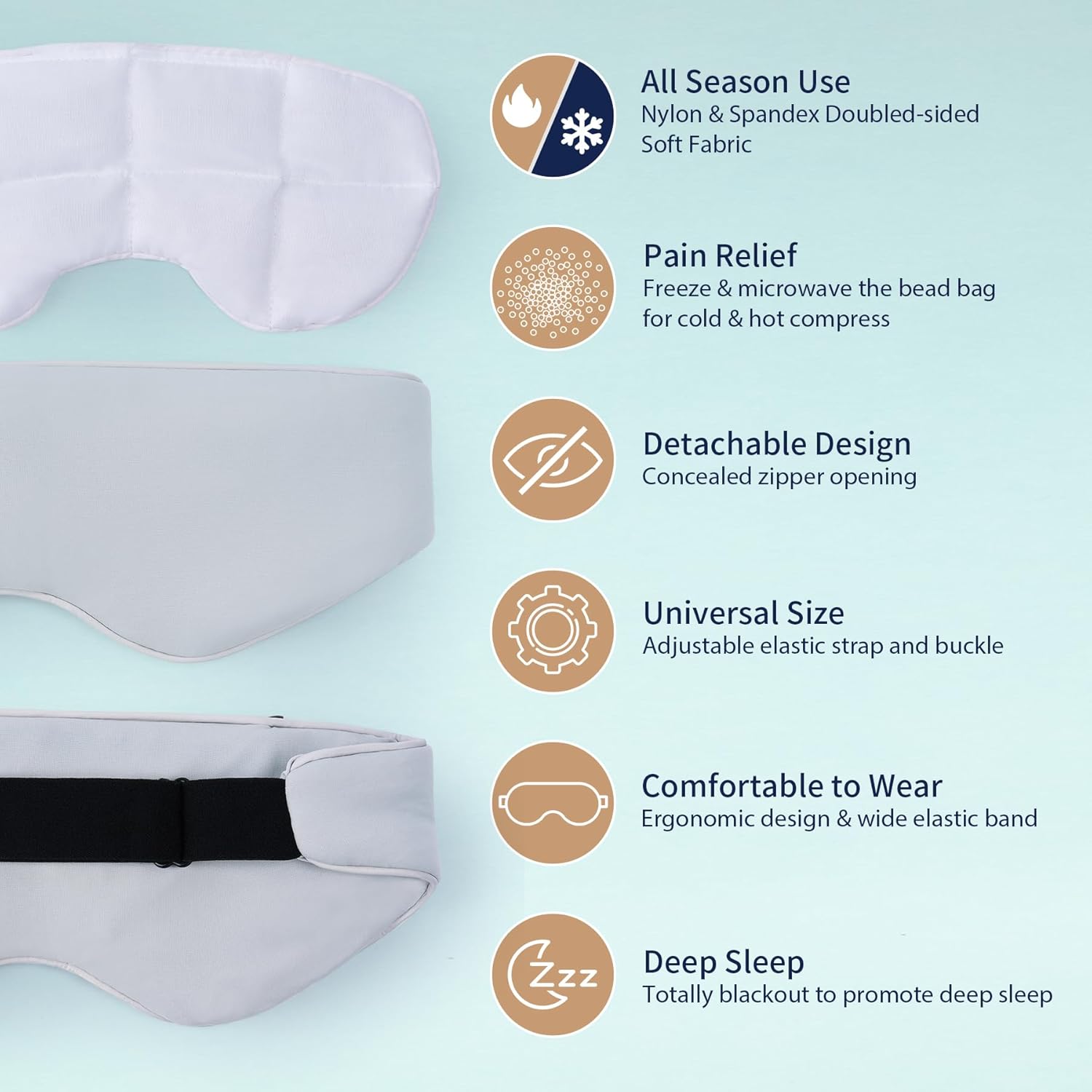 Weighted Eye Mask for Sleep Skin-friendly Light Blocking Eye Pillow Ultra-fine Glass Bead Bag for Headaches, Puffy Eyes , Sinus