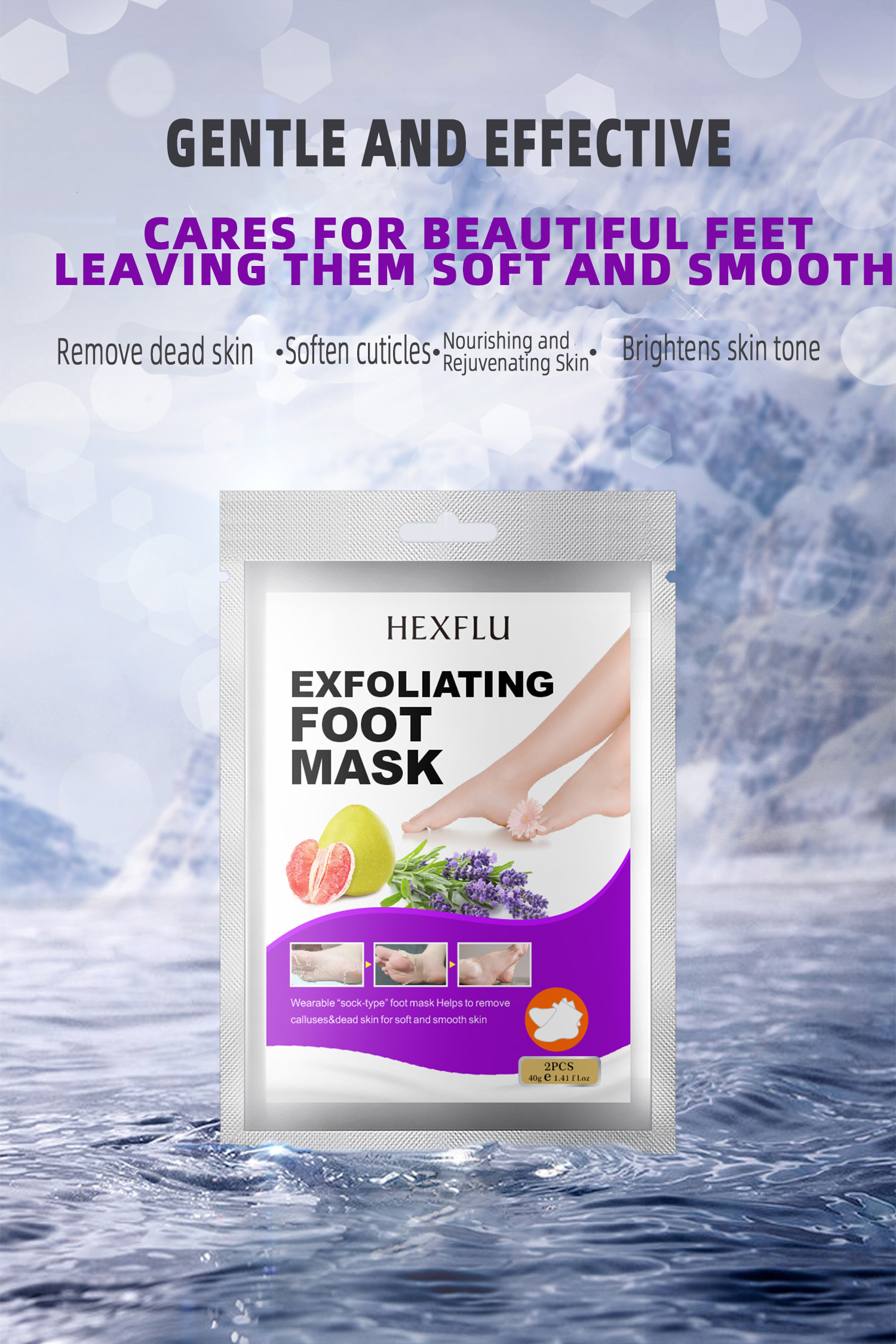 Best Seller Foot Mask Exfoliating Scrub Pedicure Spa Socks Foot Peel Mask Feet Care for Heels Remove Dead Skin Moisturizing