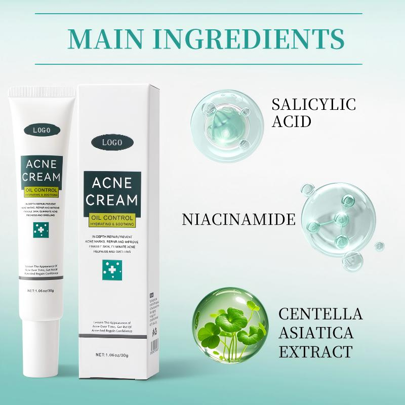 Acne Face Cream 30g Hydrating Anti-Acne Treatment Cream for Blemish Care &amp; Oil Control