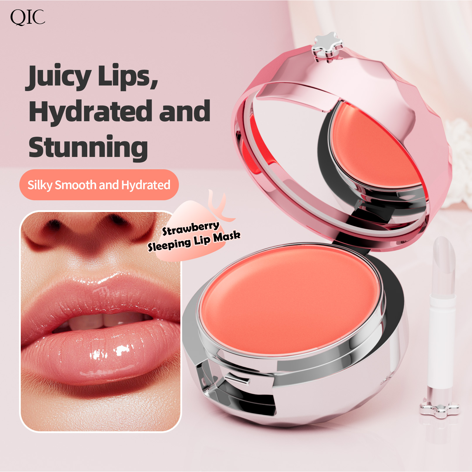 Private Label Natural Herbal Fruit Strawberry 2-in-1 Lip Mask Scrub Moisturizing Waterproof Cream Nourishing Hydrating