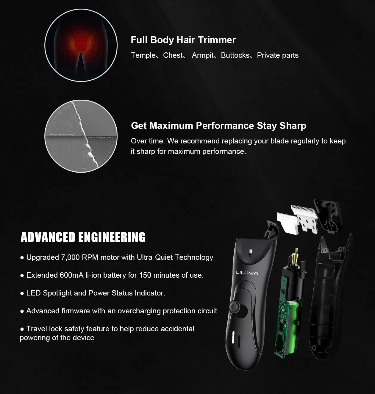 Waterproof Hair Clipper for Men's Grooming