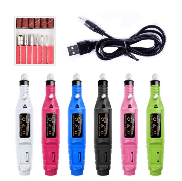High-Speed Handheld Beauty Care Nail Drill Machine 6 Bit Electric Equipment with US/EU Plugs
