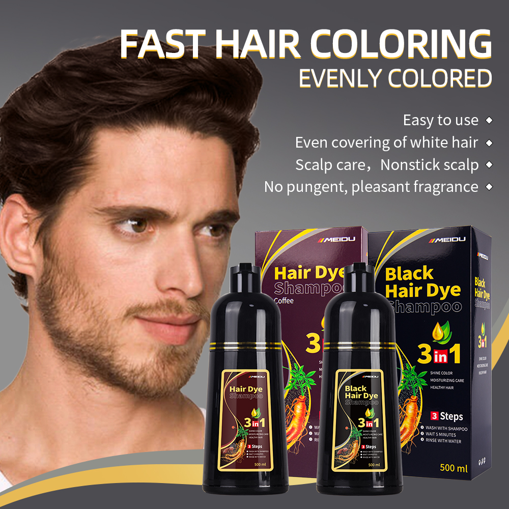 Meidu Oem Hair Styling Product Color Shampoo Non Allergic Ammonia Free Permanent Brown Herbal Black Hair Dye Shampoo