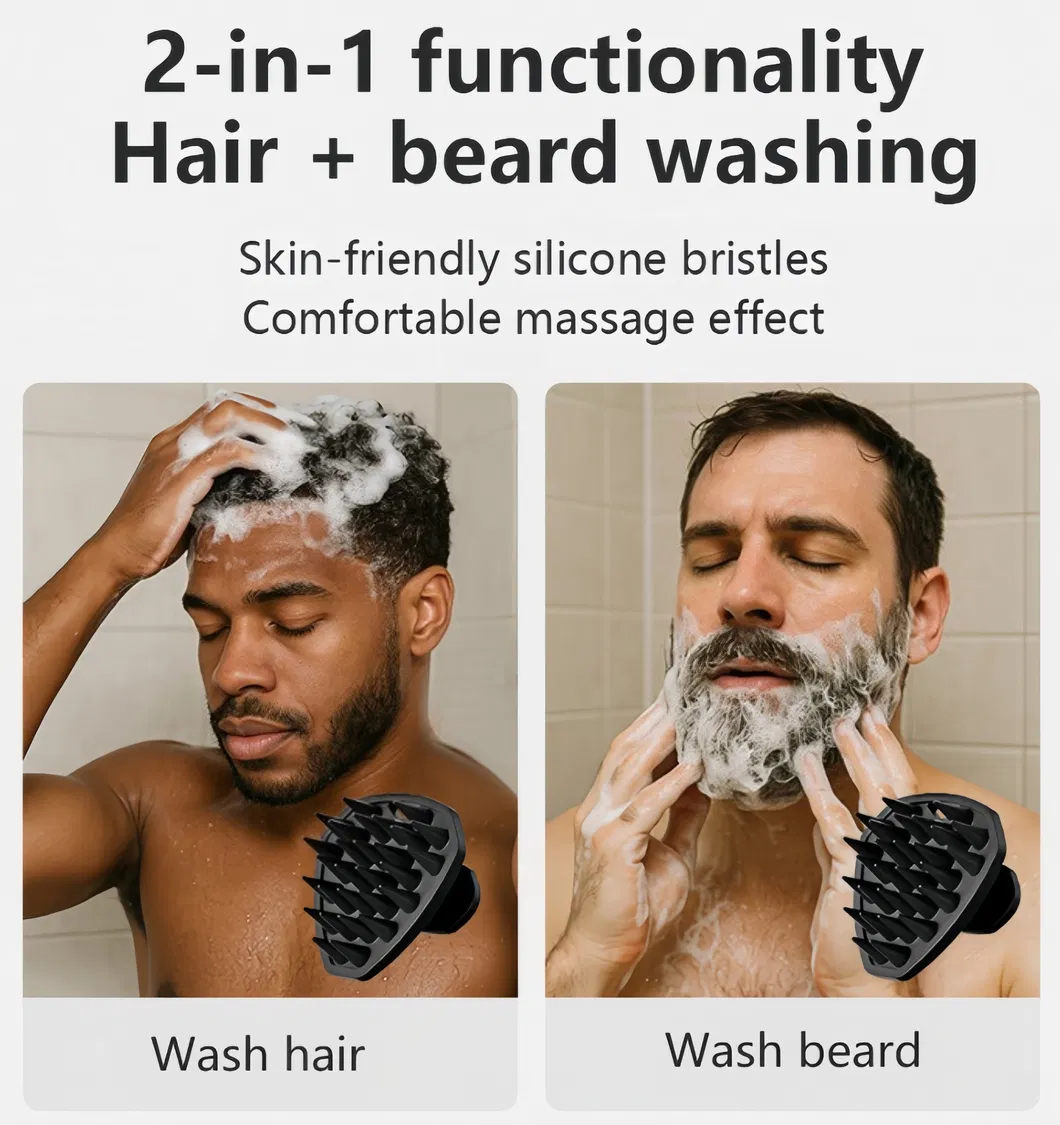 Dual-Function Beard Grooming and Scalp Massage Brush for Men