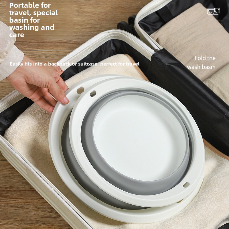 Portable Plastic Foldable Modern Minimalist Oval Washbasin Vegetable Washing Basin Student Dormitory Foot Washing Basin