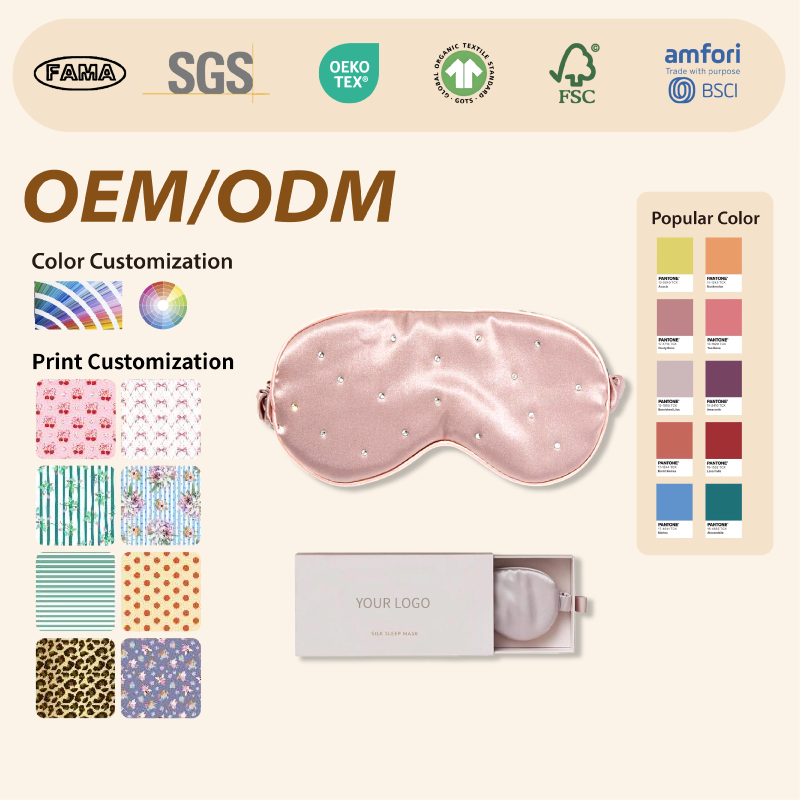 LINYE Premium Factory Custom Luxury Sleeping Eyemask 16 19 22 Momme 100% Puer Mulberry Silk Eye Mask For Sleep