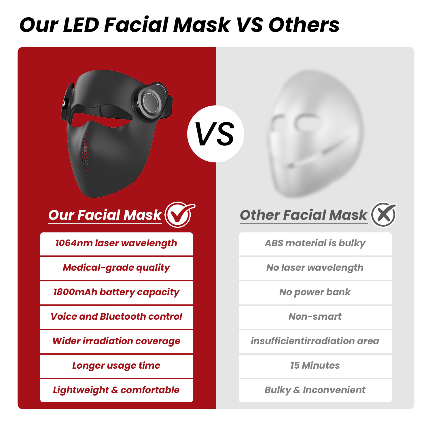 Custom 1064nm 7 Color Infrared Laser Silicone Led Face Masks Light Therapy Facial Red Light Therapy Mask Red Light Therapy Mask