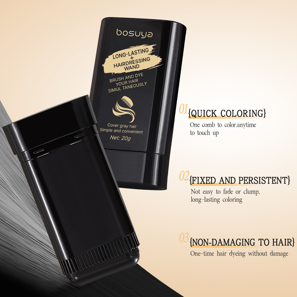 Posuya Hair Styling Cream Quick Way to Cover Gray Hair with Natural Coloring and Long-lasting Hold