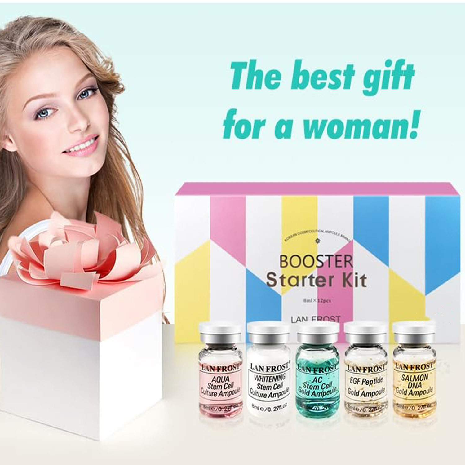 Peptide Skin Care Serum Ampoule Repair and Brightening Facial Essence Liquid Anti-aging Facial Product Packaging Set