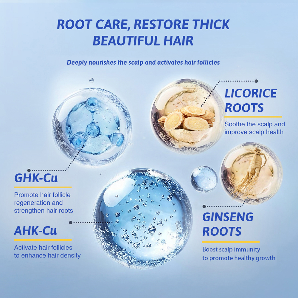 OEM Blue Copper Peptide Hair Growth Serum GHK-Cu AHK-Cu Biotin Hair Growth Treatment Serum for Hair Loss Scalp Nourishing