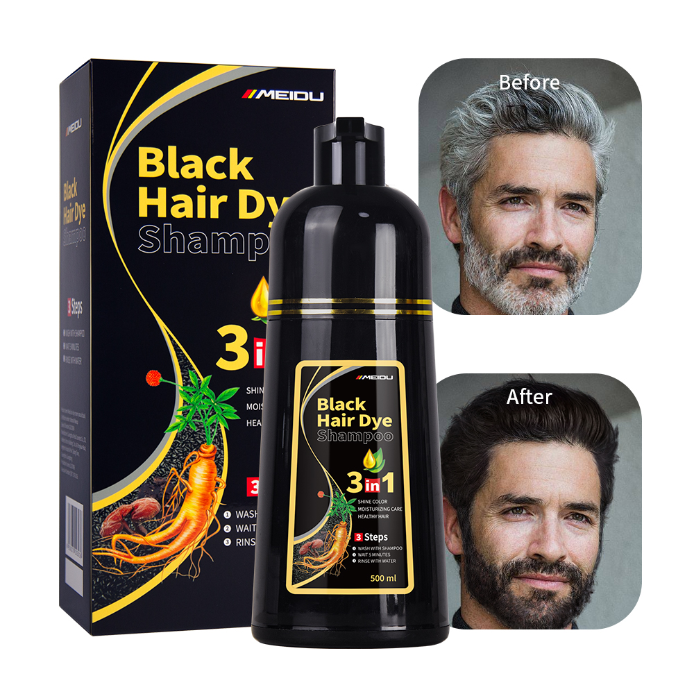 Meidu Oem Hair Styling Product Color Shampoo Non Allergic Ammonia Free Permanent Brown Herbal Black Hair Dye Shampoo