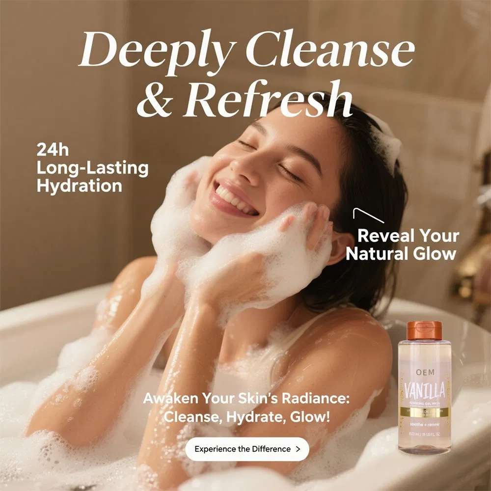 High Quality Natural Vanilla Perfume Body Wash Refreshing Smoothing Moisturizing Foaming Gel Wash for Women Whitening Feature