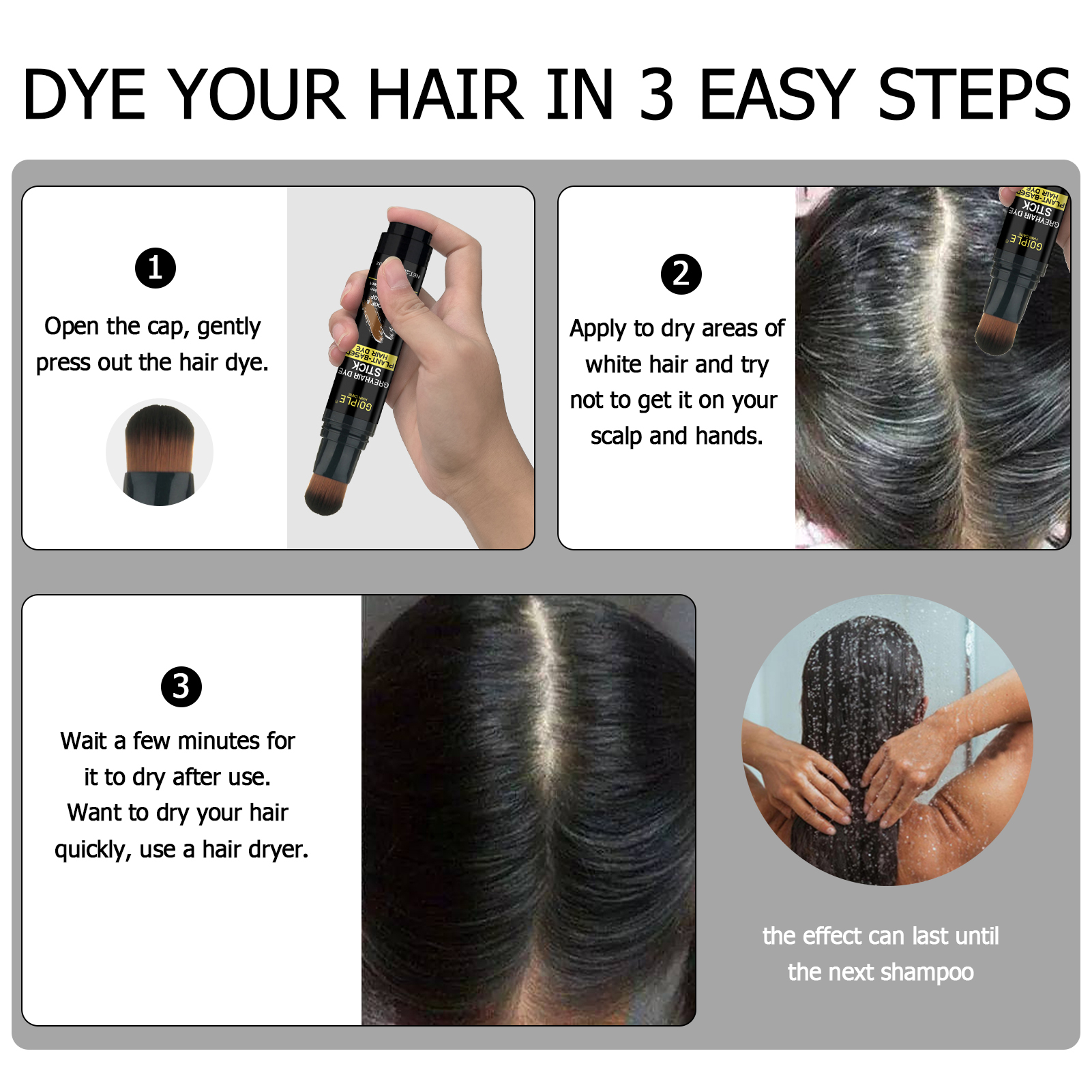 Private Label Waterproof Root Touch Up Concealer To Cover Grey Hair Coloring Gray Coverage Hair Dye Pen Brush Grayhair Stick