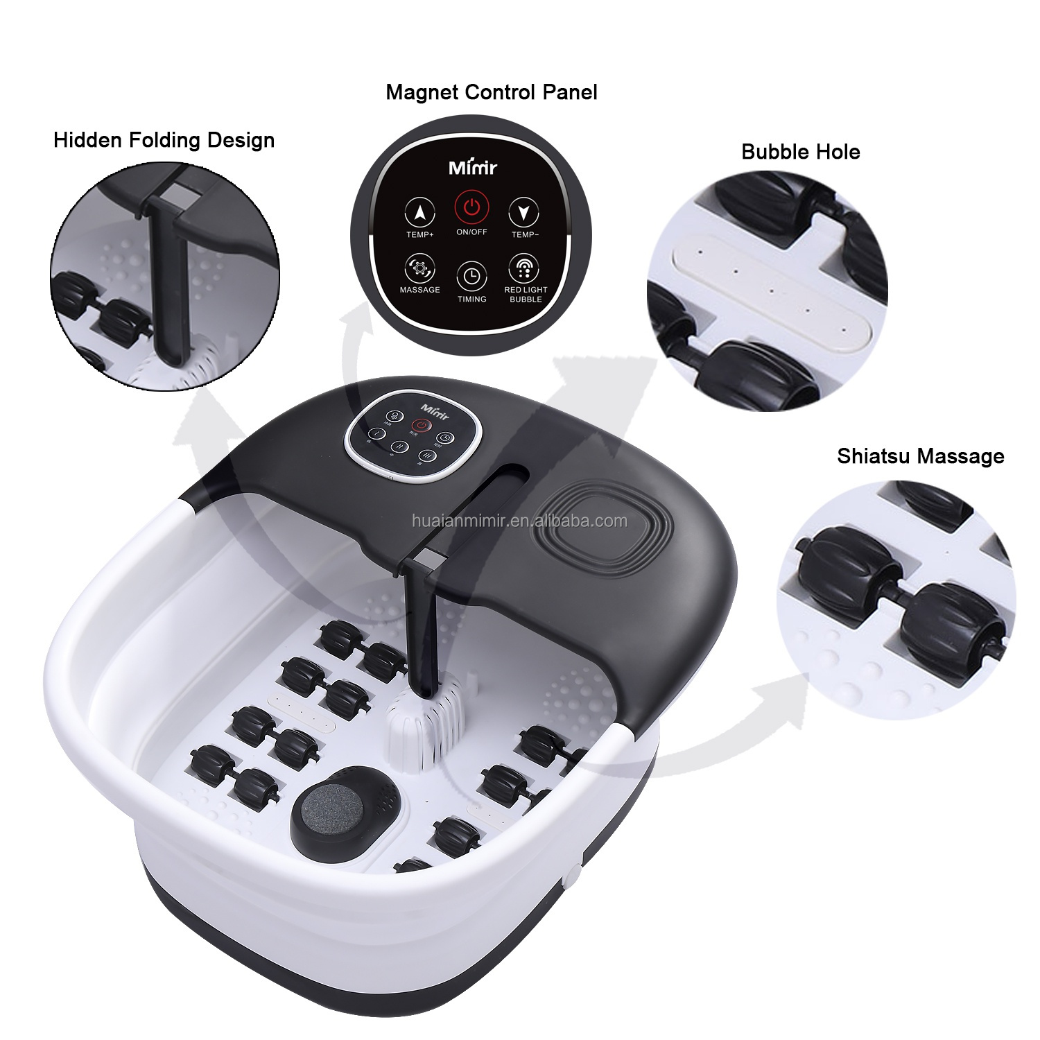 Folding Bath Bucket Foot Spa Massager with Heating Adjustable Temperature Bubble Massage Wireless Control 4.5-6L Capacity