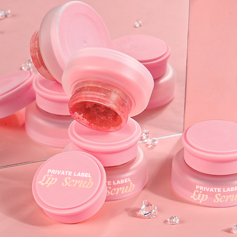 Natural Vegan Moisturizing Strawberry Lip Scrub Pink Package Hot Selling Lip Scrub