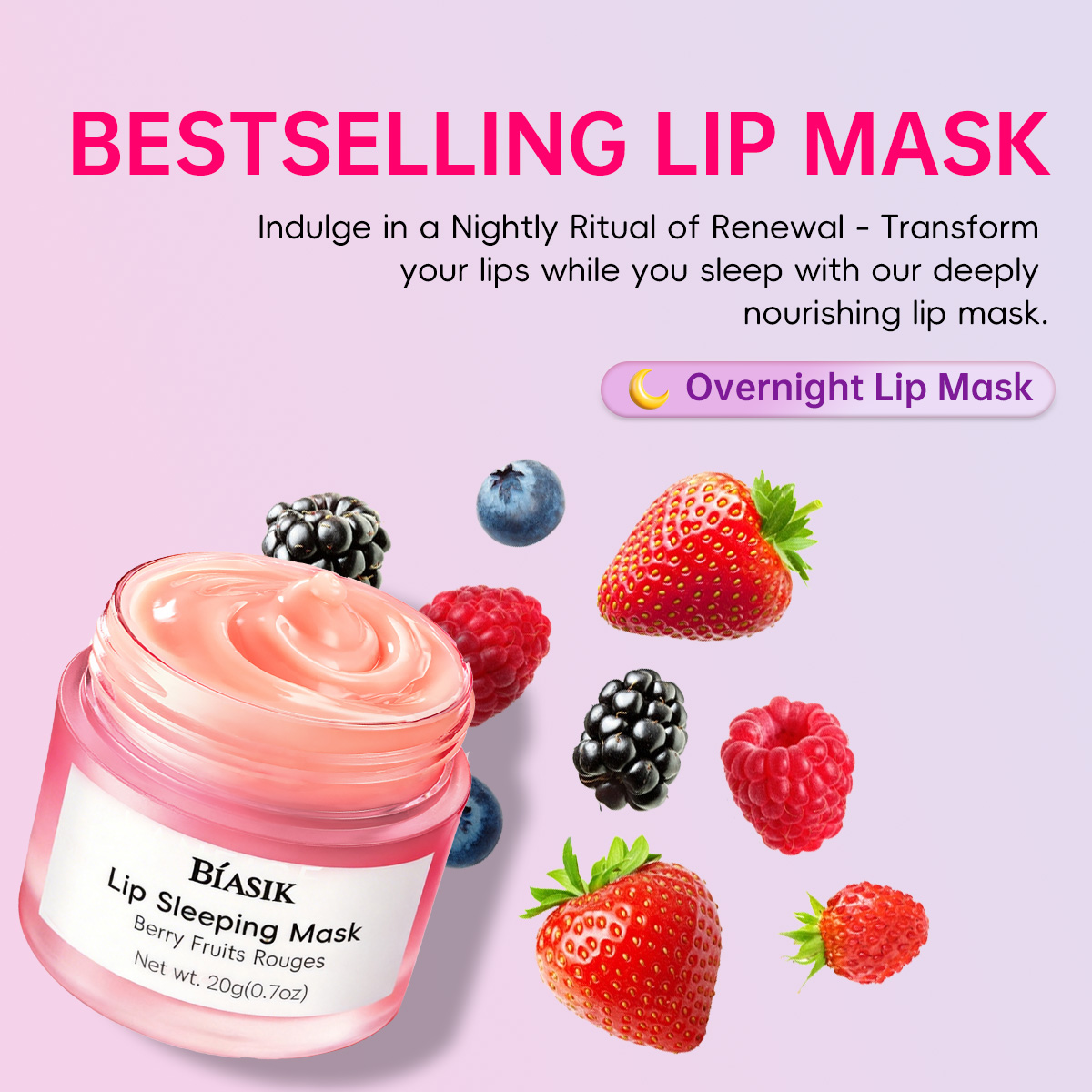 Berry Fruits Rouges Lip Sleeping Mask with Vitamin C Murumuru Shea Butter Antioxidants for Flaky Dry Lips Nourish Hydrate Mask