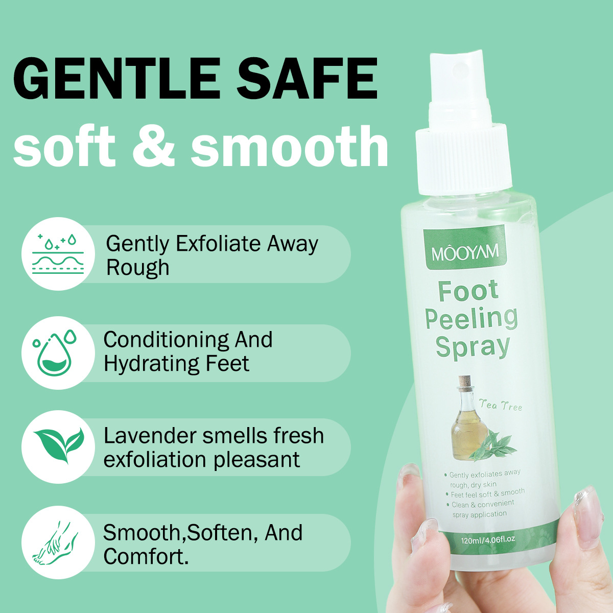 Wholesale foot care spray for deep cleansing, gentle exfoliation, and prevention of dry, cracked feet for home use.