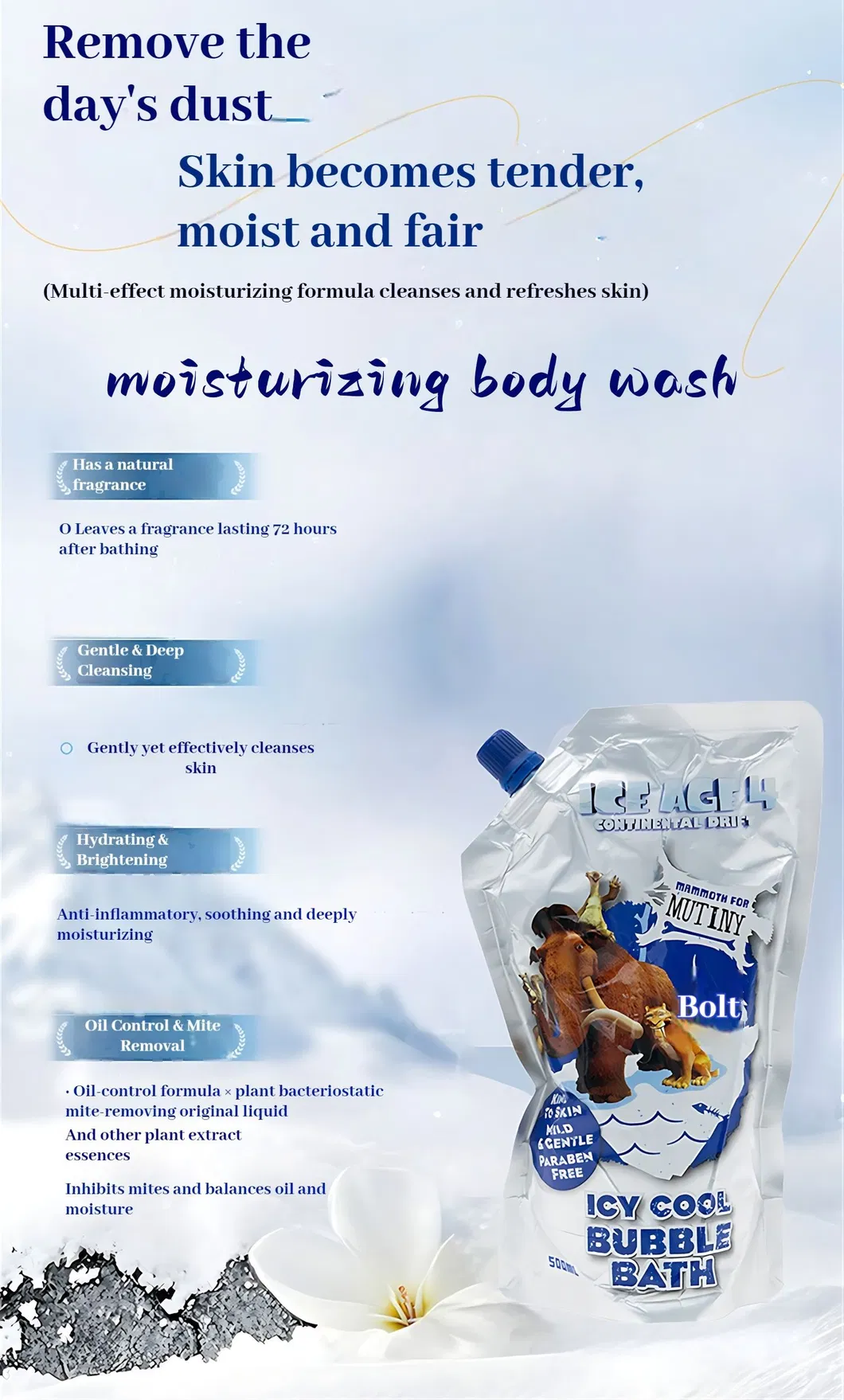 Wholesale 500ml Body Wash Pouch for Hotel Amenity Kits and Custom Branding