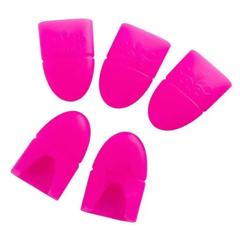 Manicure Care 5pcs Solid Set Pink Soft Silicone Nail Soak Caps Finger Gel Polish Removal Wraps Tool
