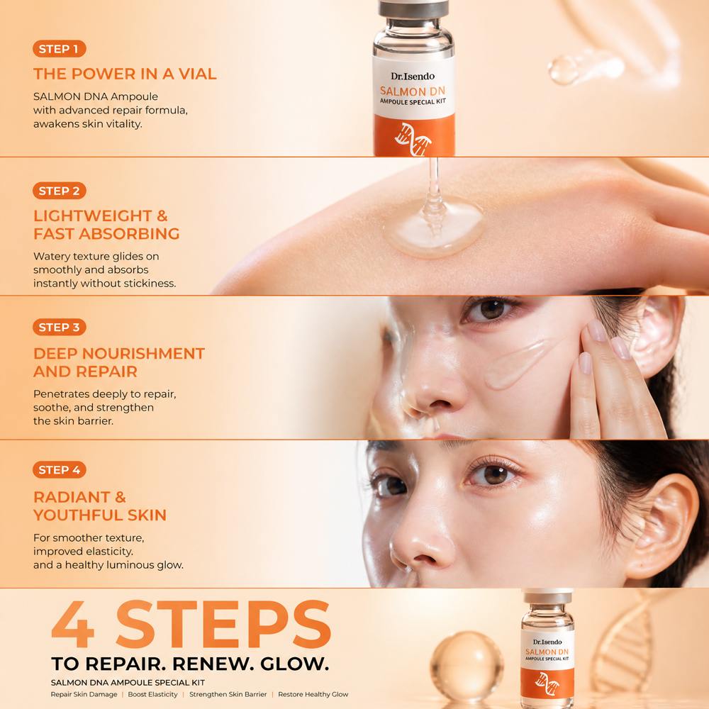 OEM/ODM Private Label Salmon DN Ampoule Salmon Stem Cell Anti-Wrinkle Liquid Serum for Intensive Moisturizing Skin Care Set