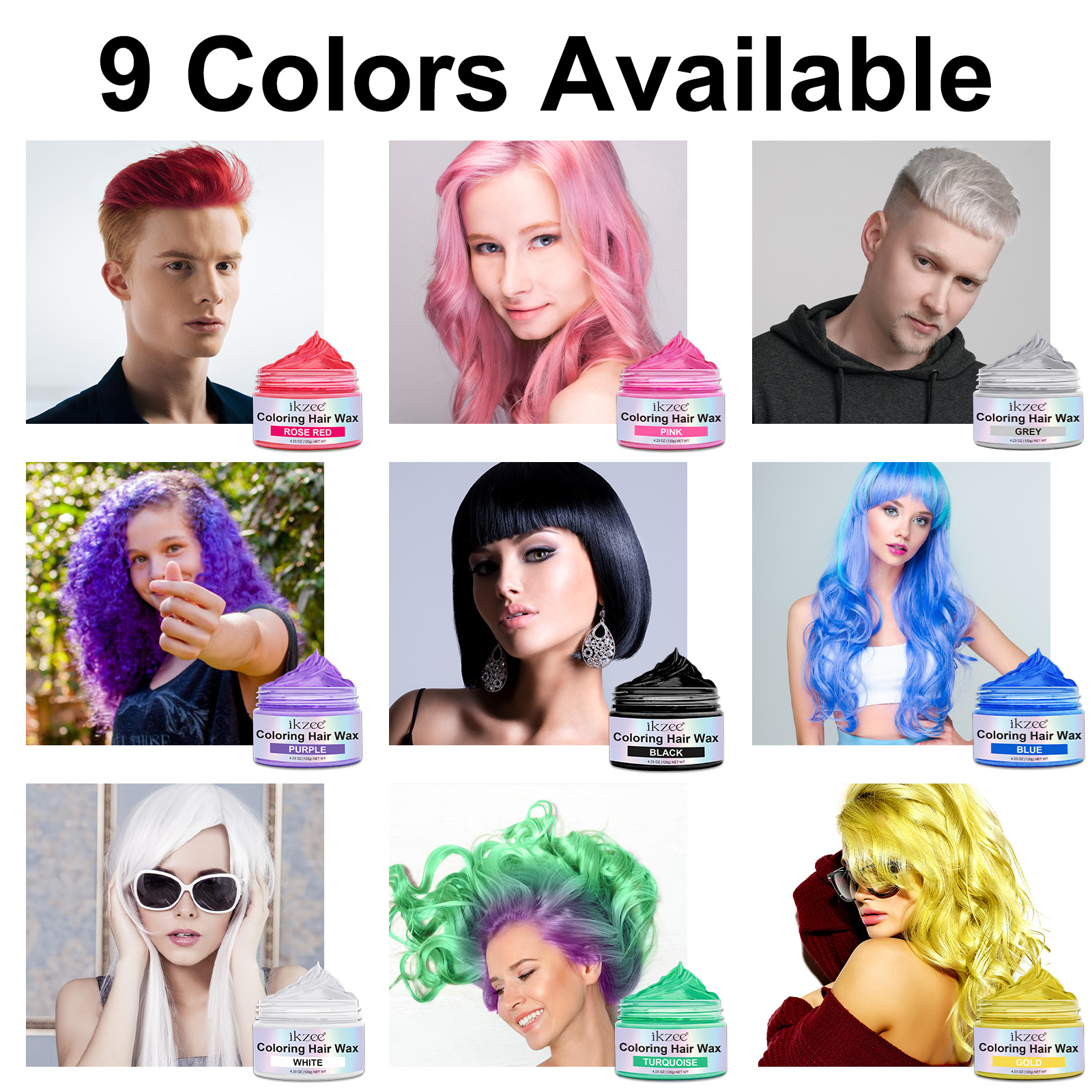 Wholesale 9 Colors Natural Ingredients Washable Coloring Hair Wax Dye Styling Temporary Clay Hair Color Wax for Men and Women