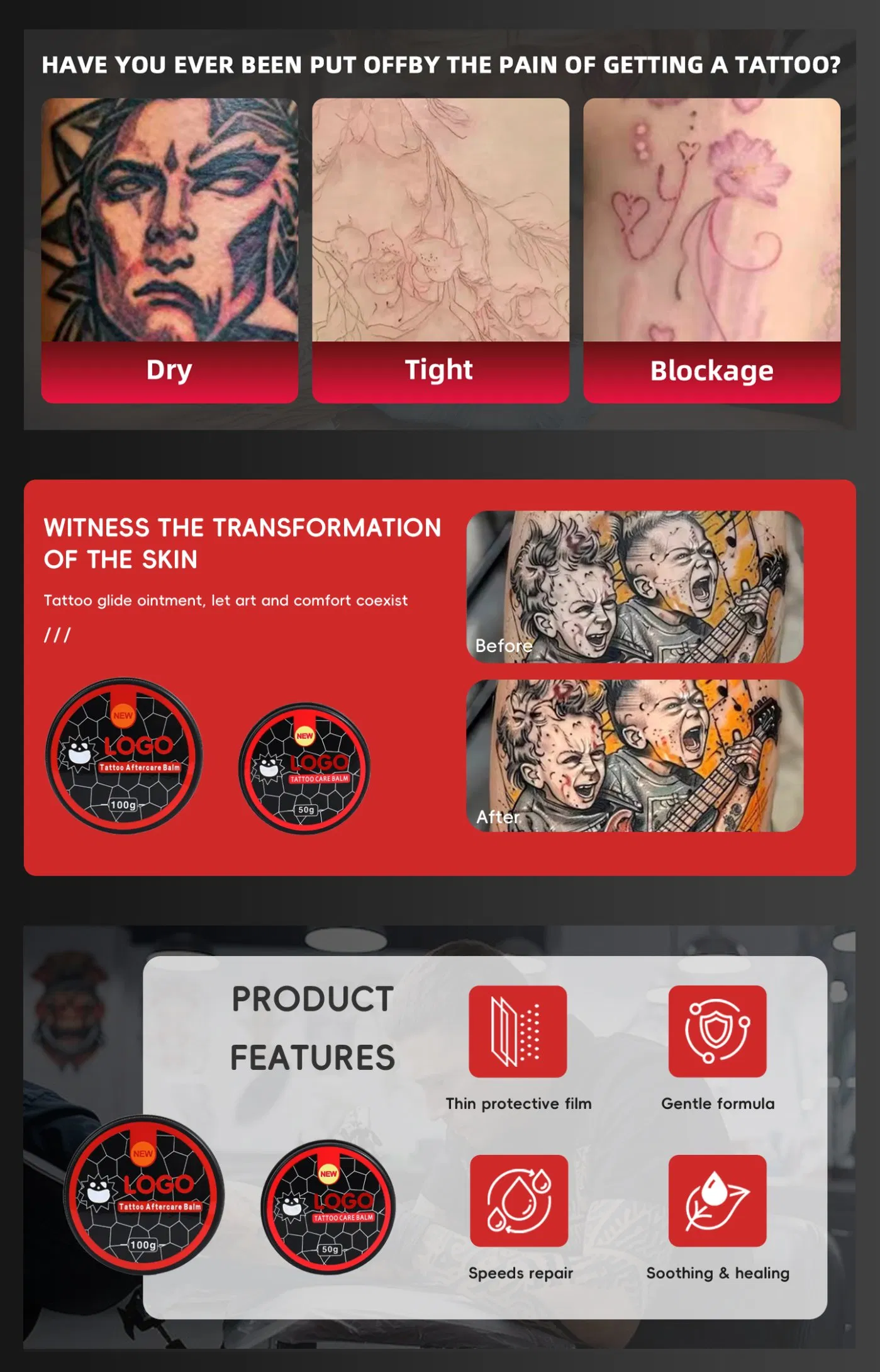 Transparent Gel in Hygienic Tube for Safe Tattoo & Skin Treatments