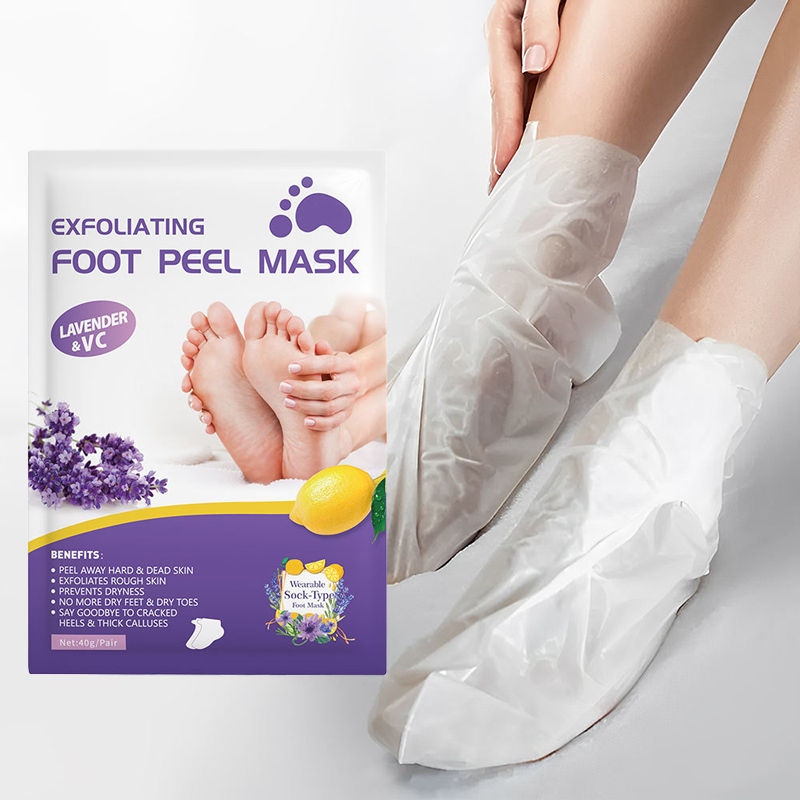 Wholesale 40g Foot Care Prevents Dryness Soften Cutin Lavender &amp; VC Exfoliating Foot Peel Mask
