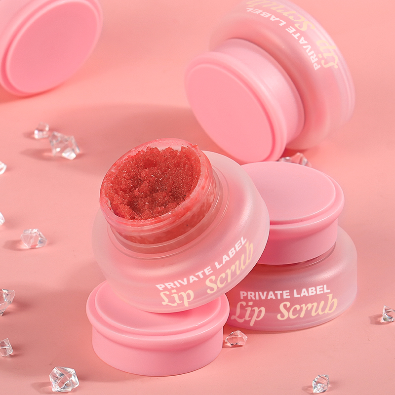 Natural Vegan Moisturizing Strawberry Lip Scrub Pink Package Hot Selling Lip Scrub