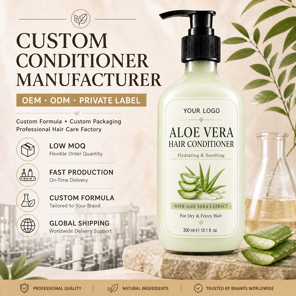 Private Label Aloe Vera Hair Conditioner Hydrating Soothing Treatment For Dry Frizzy Hair Care Scalp Moisture Cream OEM