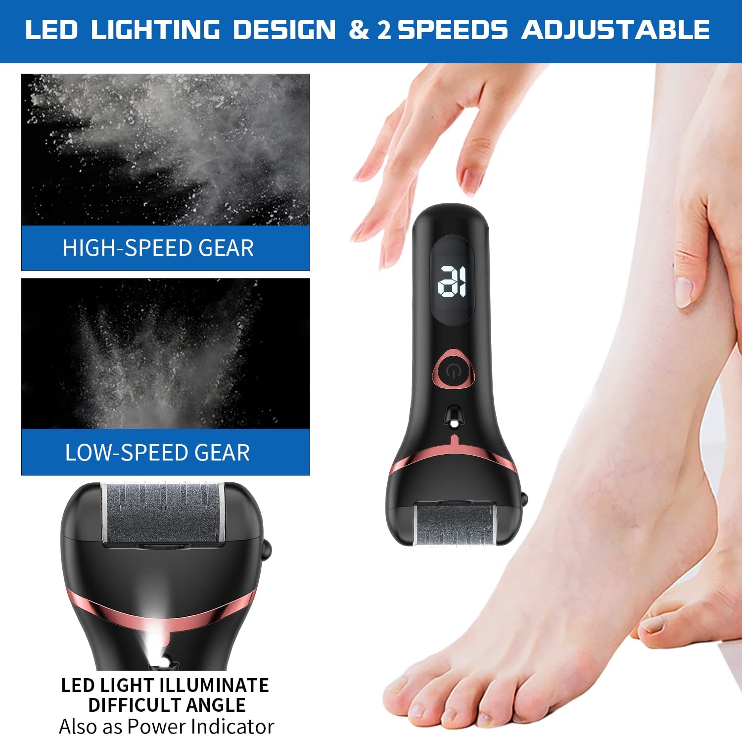 Rechargeable LED Display Electric Callus Remover for Foot Care