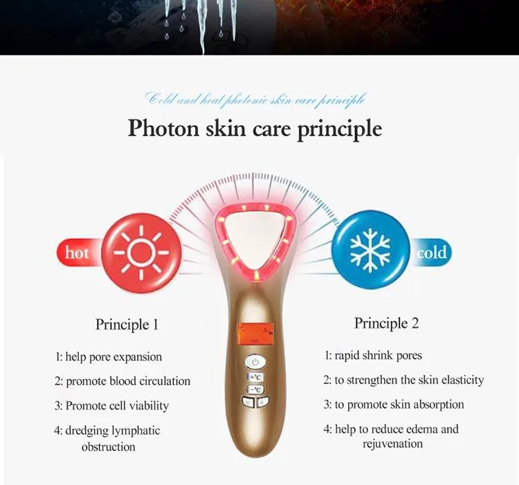 Home Use Beauty Device Multifunction Skin Care V Facial Lifting Vibrating Massager Red Photon Acne Treatment