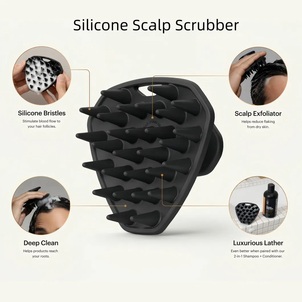 Dual-Function Beard Grooming and Scalp Massage Brush for Men