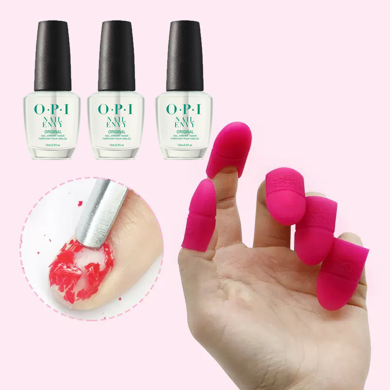 Manicure Care 5pcs Solid Set Pink Soft Silicone Nail Soak Caps Finger Gel Polish Removal Wraps Tool