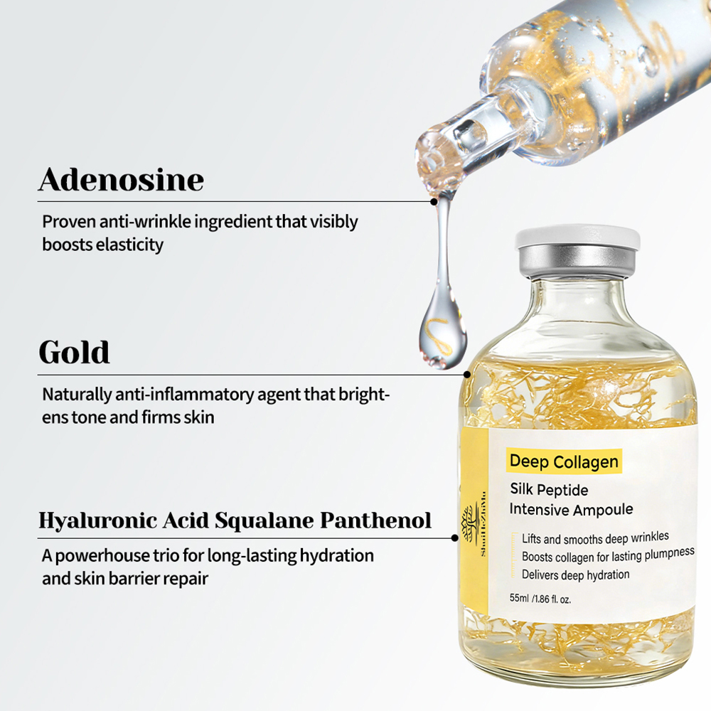 Wholesale Vegan Deep Collagen Silk Peptide Lifting Ampoule Anti Aging Firming Serum OEM Private Label