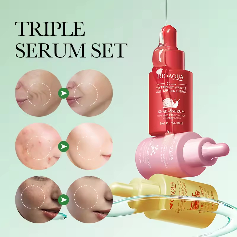 OEM Niacinamide Hyaluronic Acid Vitamin C Moisturizing Ampoule Essence Face Serum Set